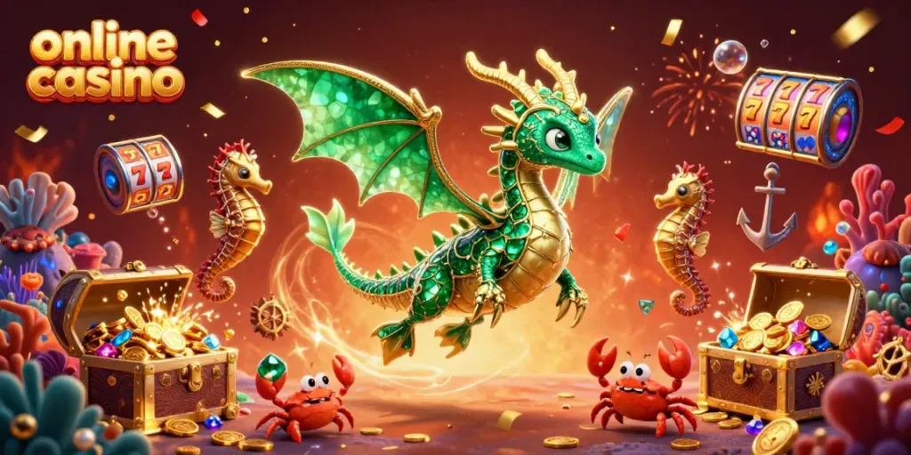 Experience excitement at an online casino with vibrant treasures and gaming action.