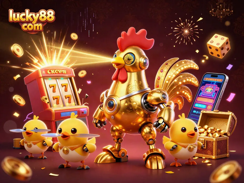 Experience thrilling wins with lucky88 com in a vibrant, 3D casino scene full of excitement.