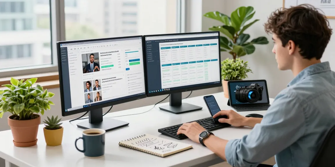 Seorang marketer menggunakan GEGESLOT di ruang kerja modern dengan analitik digital.