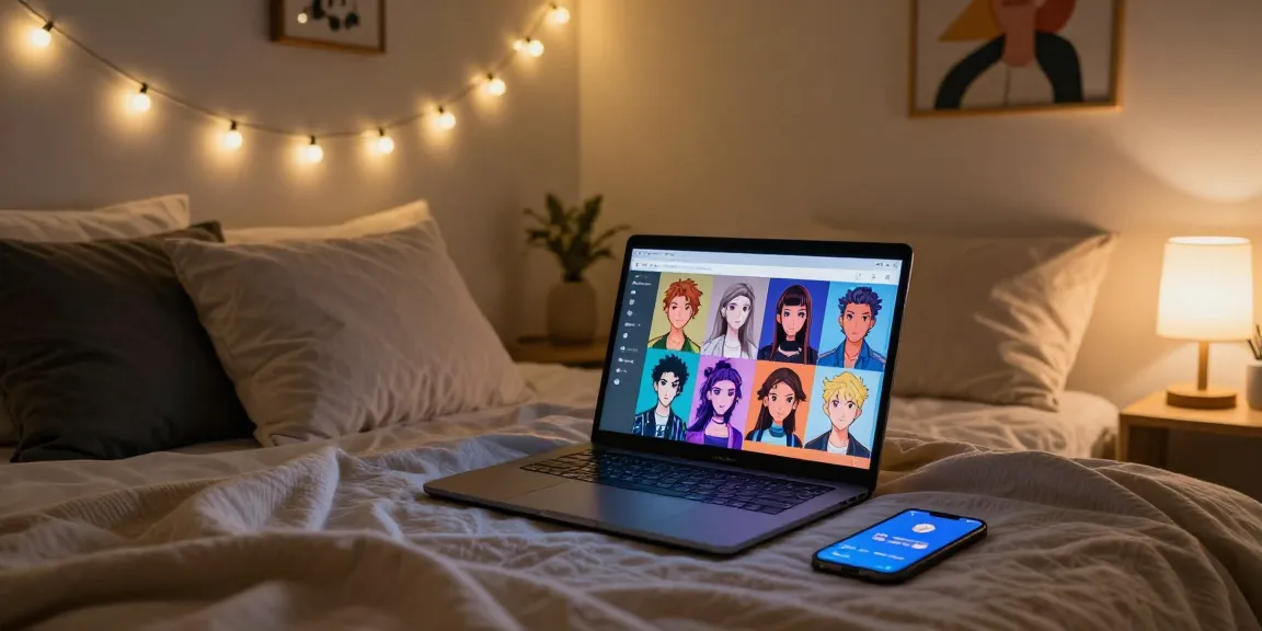 Engaging in NSFW AI chat with vibrant character avatars in cozy bedroom setting.