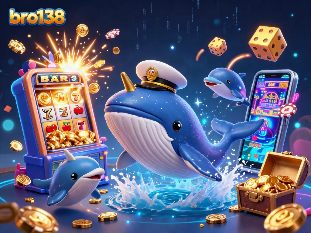 Engage in exciting gameplay at bro138 with vibrant slot machines and playful casino creatures.