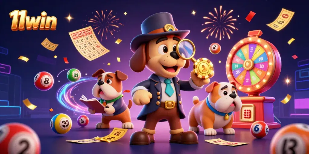 Join the excitement at 11win with a detective and a bulldog uncovering poker chip treasures!