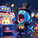 VIPWIN entertain players with a vibrant illustration of underwater casino gaming elements featuring winning characters and dynamic action.