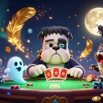 Engage with TRANG CHỦ TR88 as a 3D cartoon Frankenstein bulldog monster deals cards at an exciting casino scene.