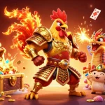 Experience the excitement with okfun casino's animated characters amidst gold and gems.