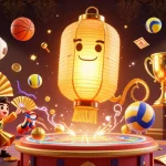 SV88 ignites excitement in a vibrant casino scene, showcasing golden symbols and dynamic sports elements.