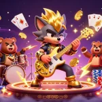 Experience the thrill of bl555 with a 3D illustration showcasing vibrant casino action, energetic characters, and exciting game elements.