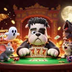 Experience thrilling gameplay at 98win with a dynamic scene featuring cards, gold coins, and vibrant casino elements.