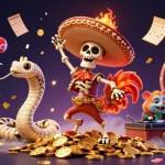 Experience thrilling slot gacor gameplay with vibrant symbols and gold coins raining down in a lively casino scene.