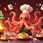 Sunwin showcases vibrant gameplay with an octopus chef and dragon in an exciting casino scene.