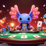 Experience thrilling poker action with QS88's vibrant 3D digital scene, featuring colorful characters and dynamic game elements.