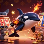 Experience VIPWIN excitement with a playful scene of sea creatures amid colorful casino slot reels.