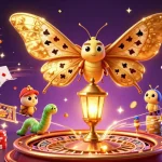 Unleash your luck with Win88's vibrant casino scene featuring captivating moths and gaming elements.