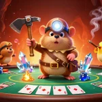 Engaging scene showcasing TRANG CHỦ NK88 with a treasure hunter mole and poker elements in a vibrant 3D setting