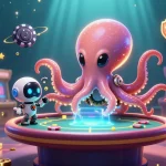 Engage with thrilling casino games at 11WIN, featuring a cosmic poker scene with an alien octopus.