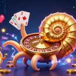 Engage in thrilling gameplay at Uy88 with a giant nautilus roulette wheel and glowing cards.