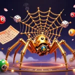 Catch thrilling action at 789F with a steampunk spider weaving golden chains, capturing dice!