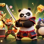 Engage with sc88group's vibrant gaming scene featuring a samurai panda and dynamic jackpot elements.
