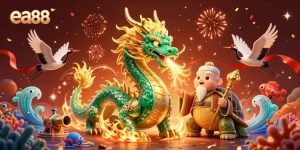 Playing fish shooting games at ea88, where a vibrant dragon and sage create excitement.