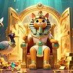 Experience fortune with 11WIN as the Egyptian pharaoh cat rules over gems and jackpots in a vibrant scene.