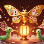 Play exciting casino games with cfdg featuring a moth and festive elements amidst a vibrant backdrop.