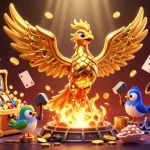 Engage with 98win's thrilling online gaming experience featuring a dynamic phoenix and jackpot scene.