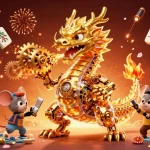 Experience the thrilling world of giải mã nhà cái with a golden dragon and intricate casino elements.